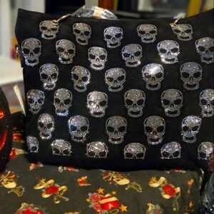 Rhinestone Multi Skull Large Handbag